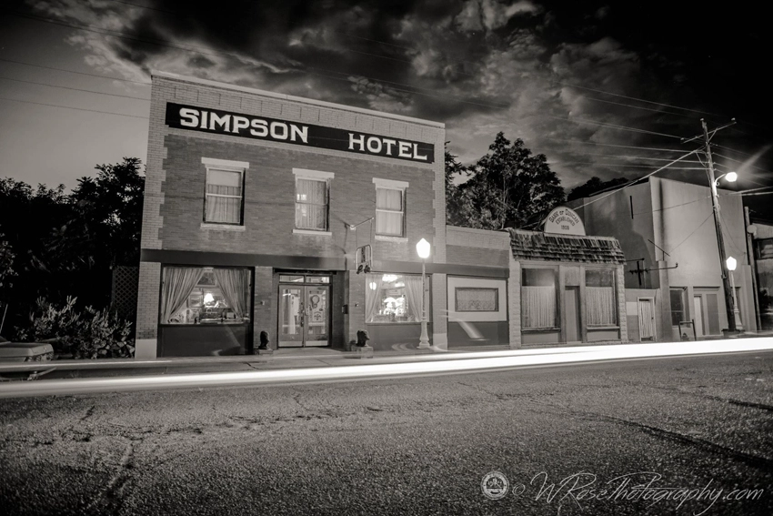 The Simpson Hotel at night