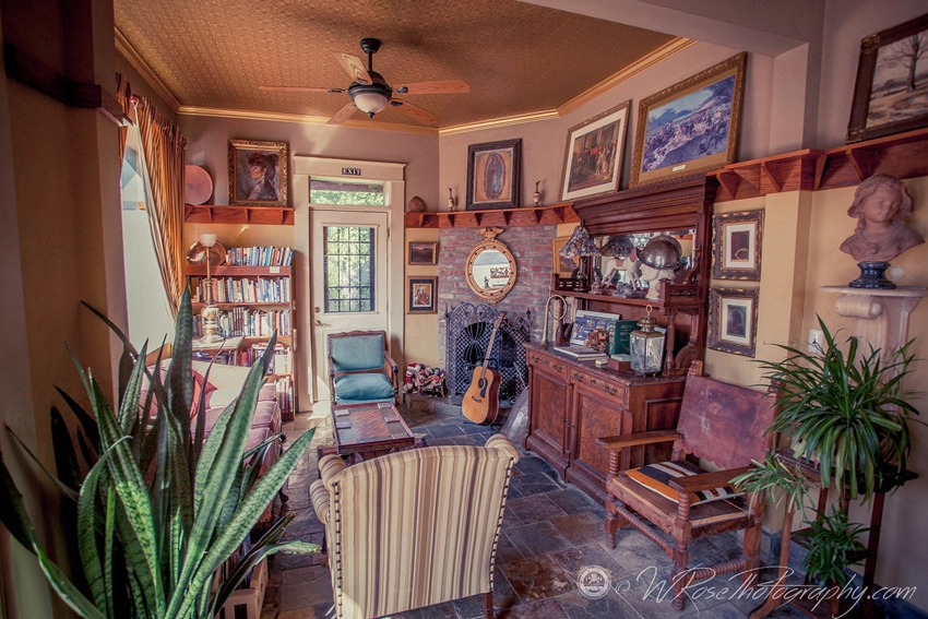 Another view of the living room at the Simpson Hotel