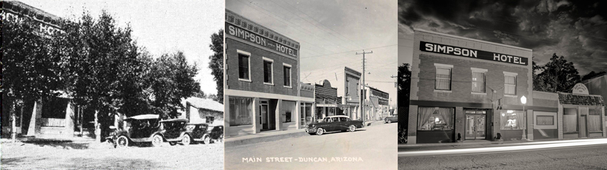 Historic photos of the Simpson Hotel and Duncan, Arizona
